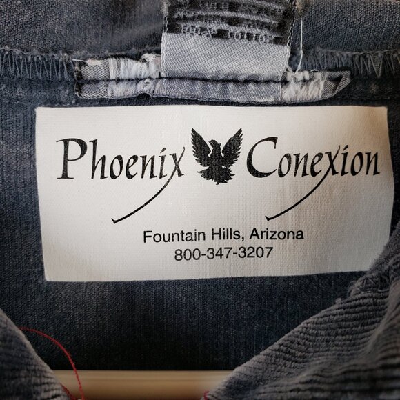 Phoenix Conexion Wearable Art Hand Painted Gray Corduroy Hooded Jacket. Size S - Picture 3 of 9